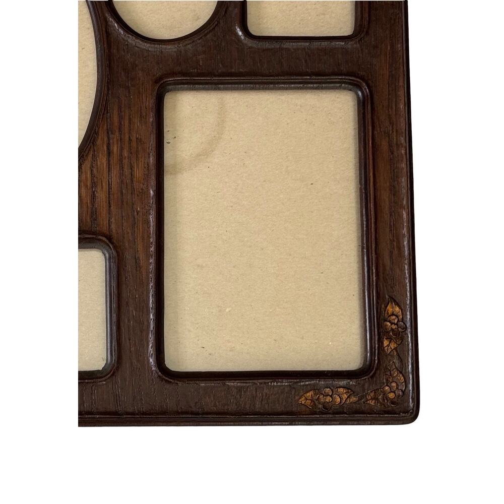 Vintage Collage Picture Frame Multi Opening Dark Wood Gold Details Ornate Photo - Picture 7 of 13